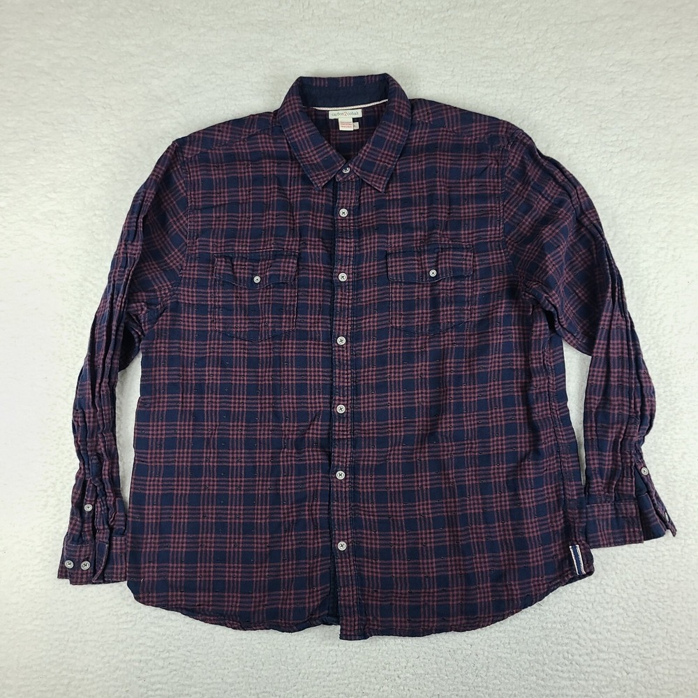 Carbon 2 Cobalt Shirt Mens XL Blue Plaid Flannel Lined Flap Dress Button Down